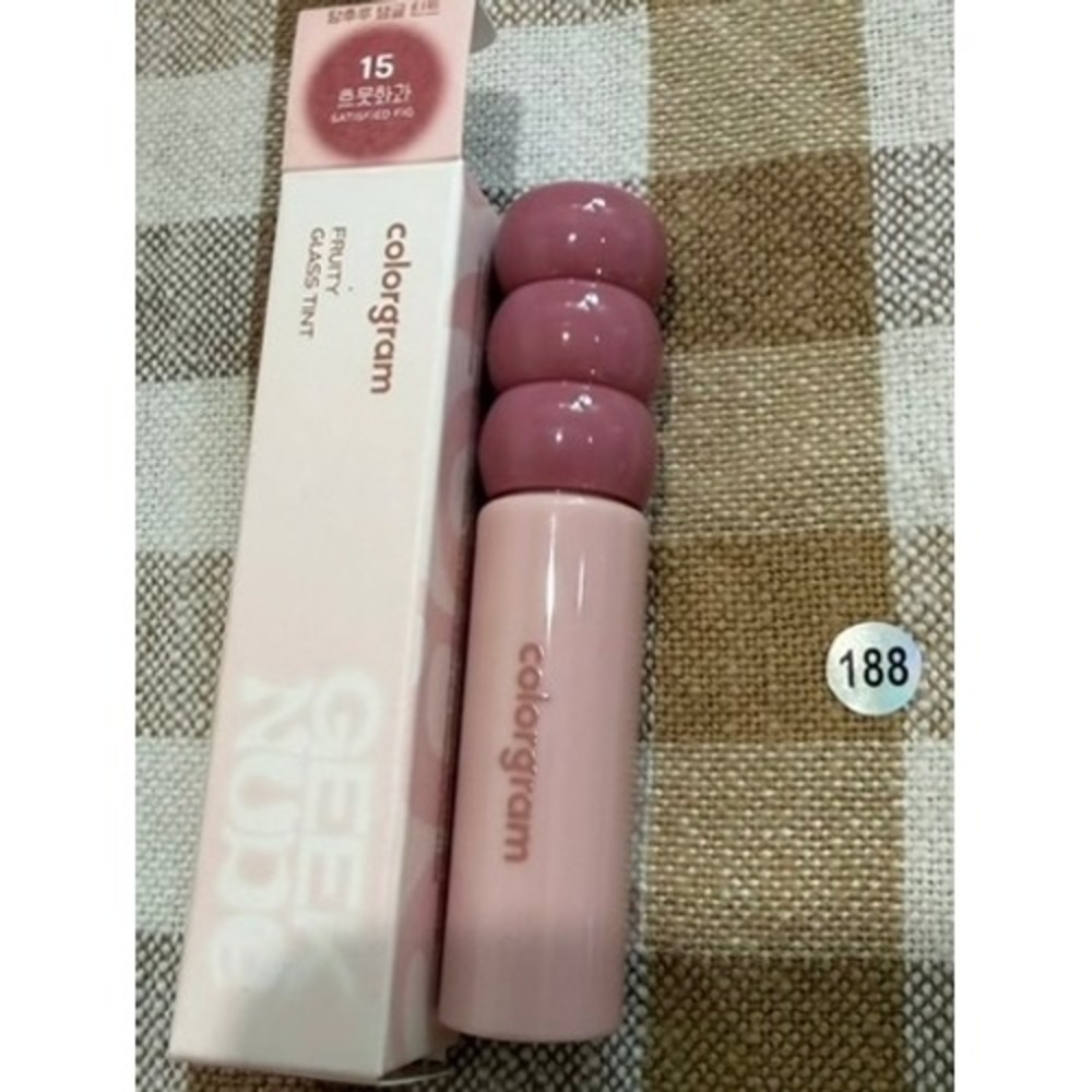 Colorgram Fruity Glass Tint 15 Satisfied Fig K-Beauty Lip Gloss Geek Nude New